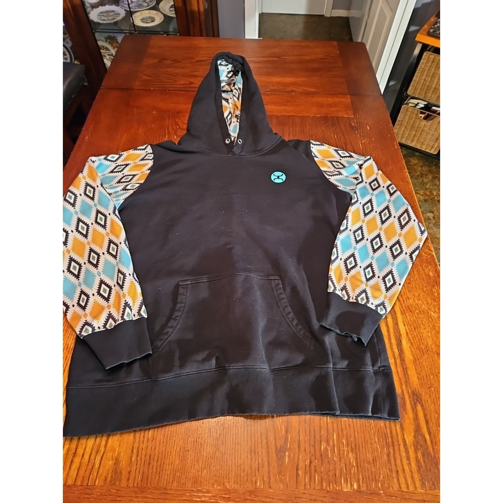 Hooey Hoodie Women's XXL Black Pullover Southwestern Aztec Western Design (477